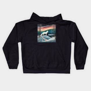 Arctic Fox under the Northern Lights Kids Hoodie